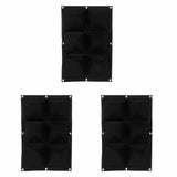 3Pcs 6 Pocket Plant Growing Bag Degradable Wall Hanging Felt Planter Bags Garden ToolBlack