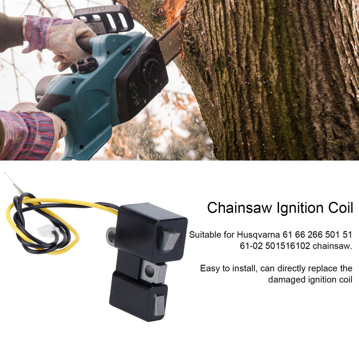 Ignition Coil Module Kit for Husqvarna 61 66 266 501 51 61-02 501516102 Chainsaw