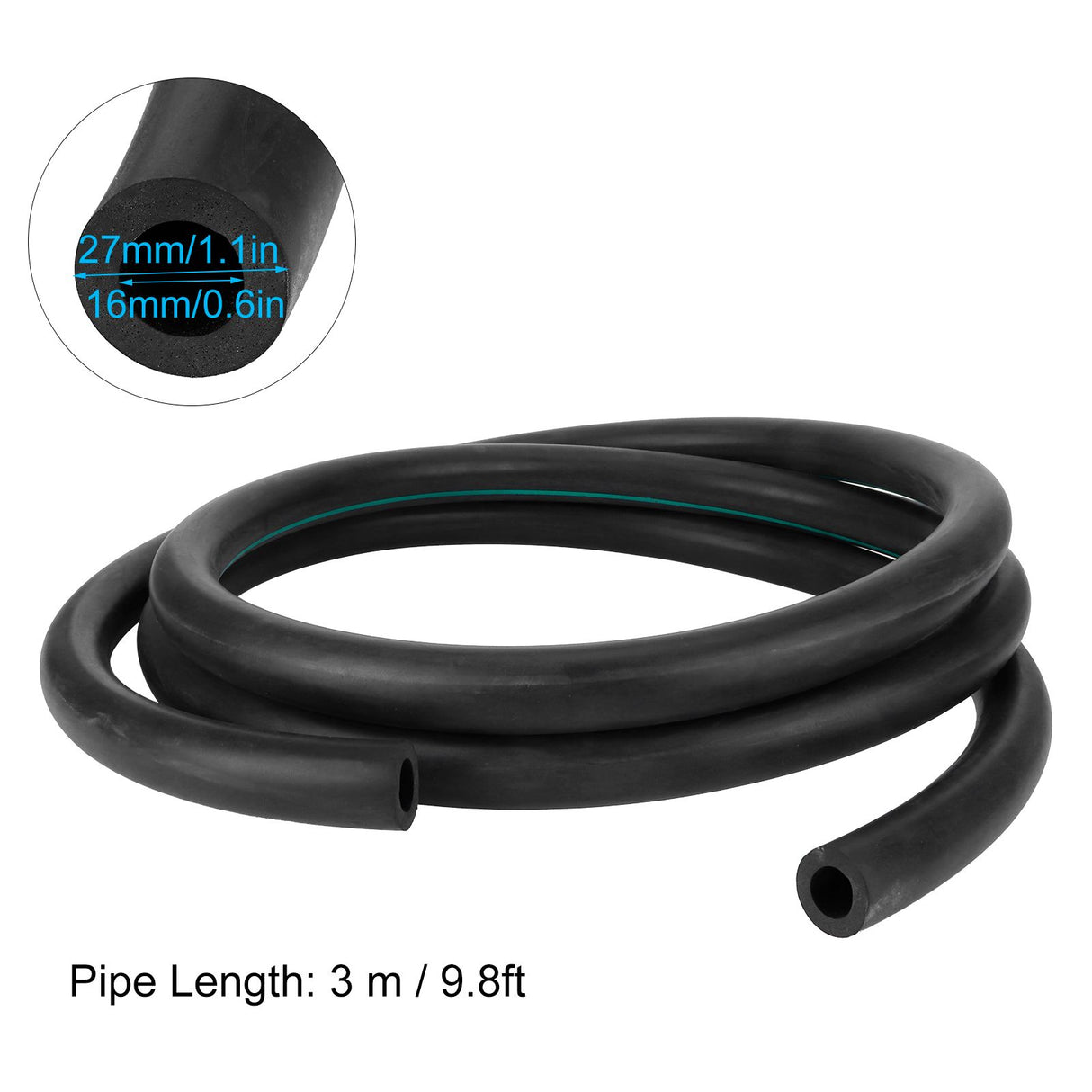 G3/8 3 m Milk Hose Flexible Black Rubber Milking Machine Tube Pipe Livestock Accessory
