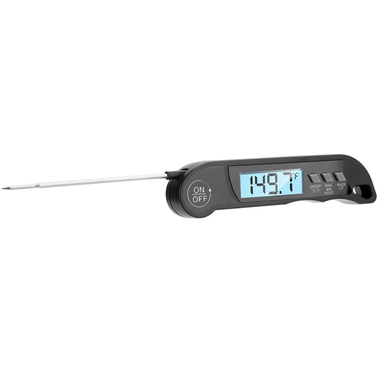 Folding Alarm Thermometer Electronic Barbecue Thermometer Food Temperature Measuring MeterBlack