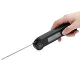 Folding Alarm Thermometer Electronic Barbecue Thermometer Food Temperature Measuring MeterBlack
