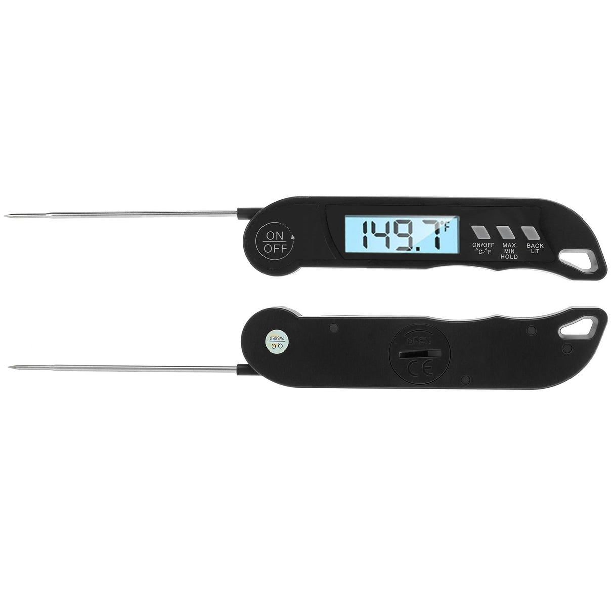 Folding Alarm Thermometer Electronic Barbecue Thermometer Food Temperature Measuring MeterBlack