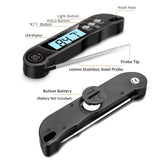 Folding Alarm Thermometer Electronic Barbecue Thermometer Food Temperature Measuring MeterBlack