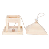 Hanging Bird House Nesting Box Feeding Feeder Box Garden Ornament Outdoor Tree DIY Decoration - Rear View