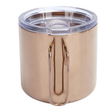 Retro Coffee Mug 304 Stainless Steel Double Walled Anti‑Scalding Cup for Picnic Barbecue with Lid - Top-Down View