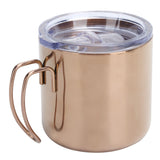 Retro Coffee Mug 304 Stainless Steel Double Walled Anti‑Scalding Cup for Picnic Barbecue with Lid