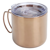 Retro Coffee Mug 304 Stainless Steel Double Walled Anti‑Scalding Cup for Picnic Barbecue with Lid - Rear View