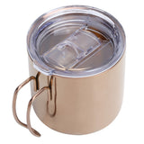 Retro Coffee Mug 304 Stainless Steel Double Walled Anti‑Scalding Cup for Picnic Barbecue with Lid - Close-Up Angle