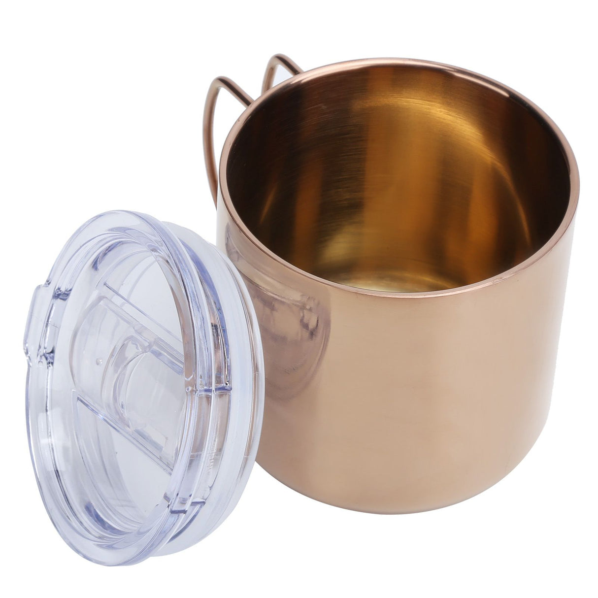 Retro Coffee Mug 304 Stainless Steel Double Walled Anti‑Scalding Cup for Picnic Barbecue with Lid