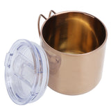Retro Coffee Mug 304 Stainless Steel Double Walled Anti‑Scalding Cup for Picnic Barbecue with Lid - Low Angle