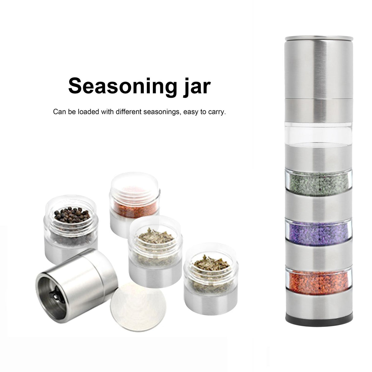Seasoning Jar Set Spice Bottles Grinder Condiment Dispenser for Outdoor Camping