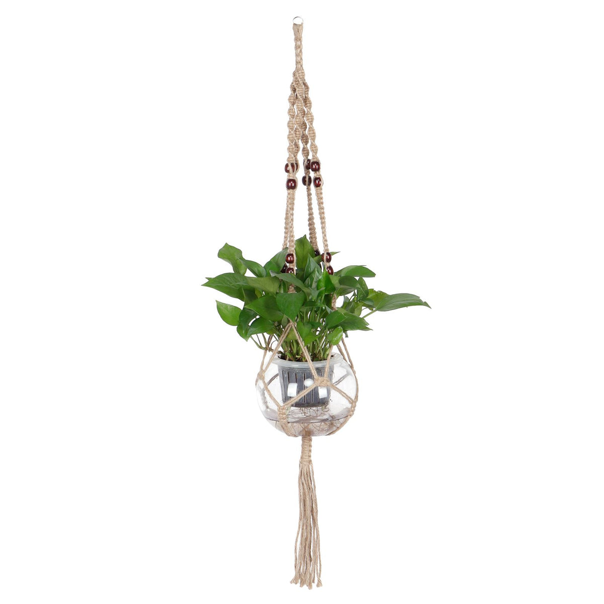 Plant Hanger Hanging Flowerpot Lifting Rope with Wooden Beads Indoor Outdoor Decoration