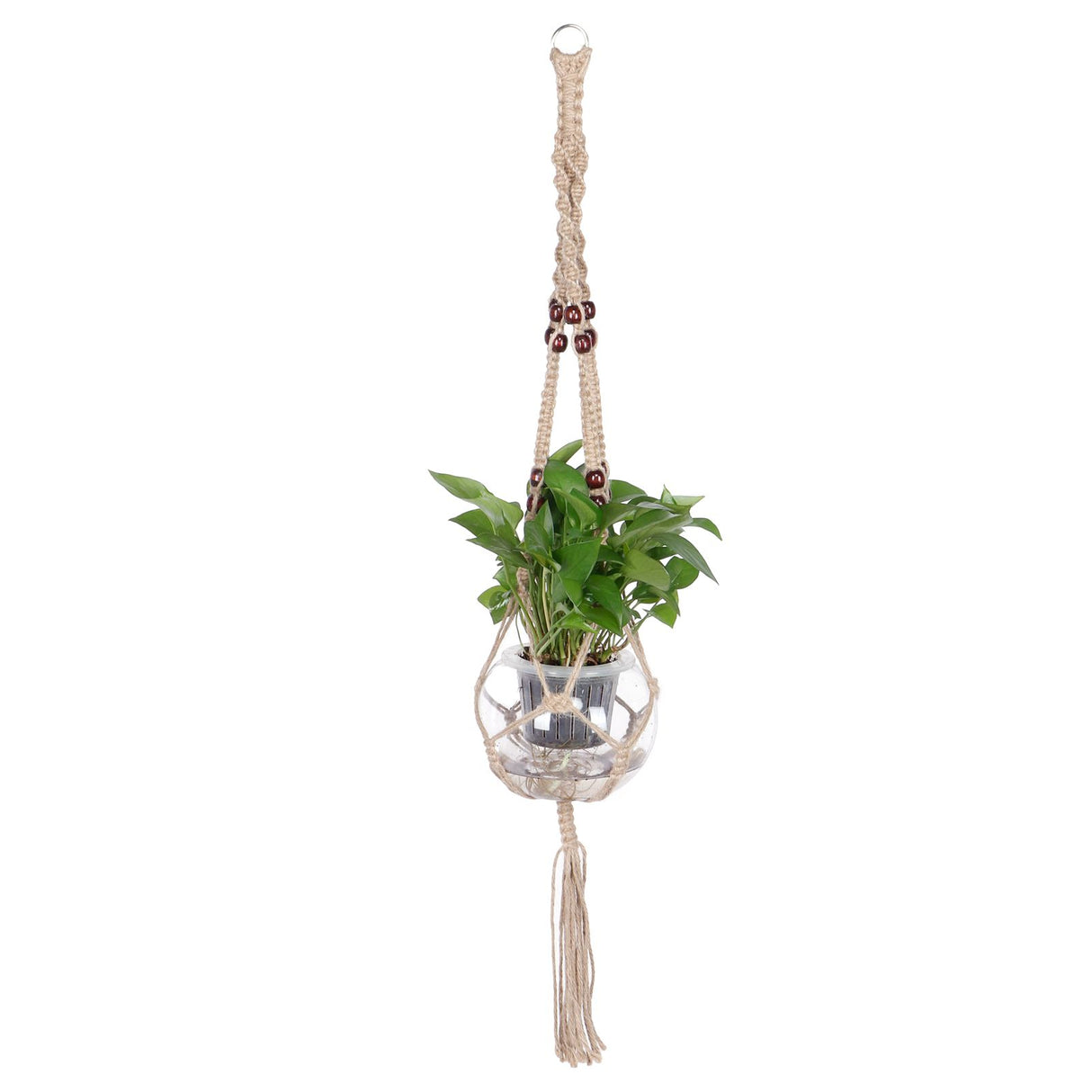 Plant Hanger Hanging Flowerpot Lifting Rope with Wooden Beads Indoor Outdoor Decoration