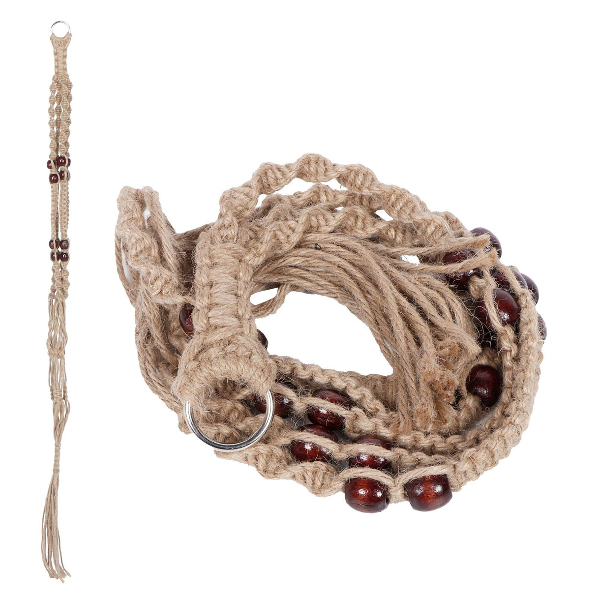 Plant Hanger Hanging Flowerpot Lifting Rope with Wooden Beads Indoor Outdoor Decoration