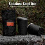 4Pcs Stainless Steel Picnic Cup Beer Beverage Drinking Cup for Outdoor Mountaineering Camping