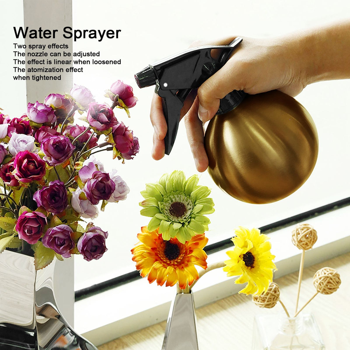 500ml Stainless Steel Watering Pot Household Garden Plant Flower Water Sprayer BottleGold