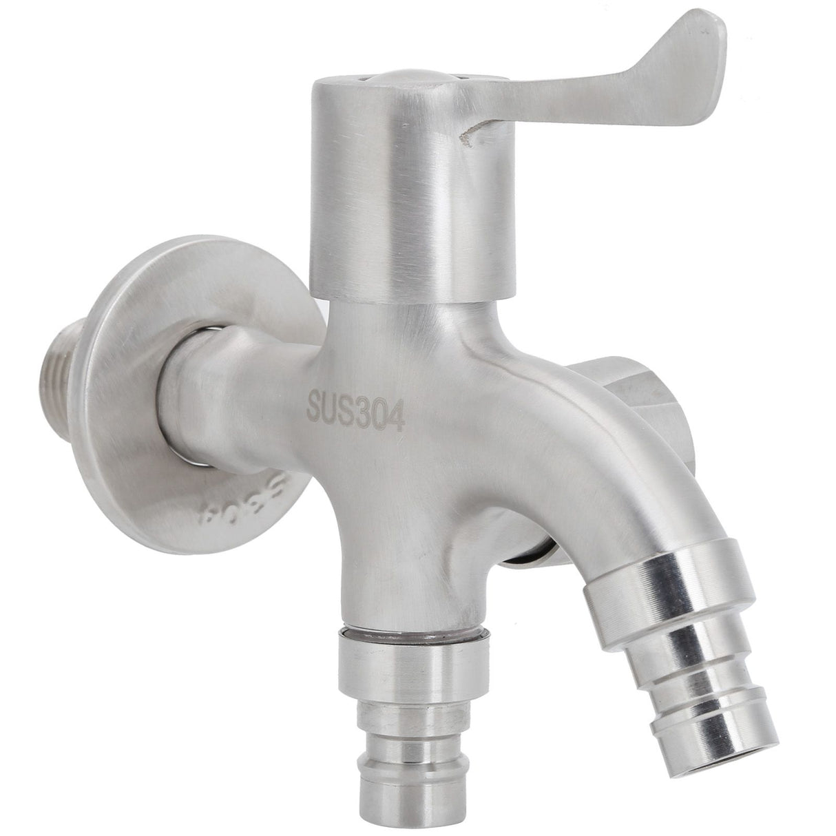 G1/2 Male Thread Water Faucet Dual Outlet Stainless Steel Water Tap for Gardens Washing Machines
