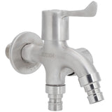 G1/2 Male Thread Water Faucet Dual Outlet Stainless Steel Water Tap for Gardens Washing Machines - Front View