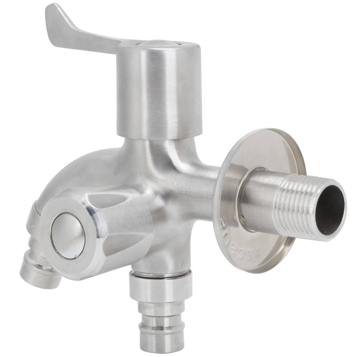G1/2 Male Thread Water Faucet Dual Outlet Stainless Steel Water Tap for Gardens Washing Machines
