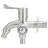 G1/2 Male Thread Water Faucet Dual Outlet Stainless Steel Water Tap for Gardens Washing Machines - Top-Down View
