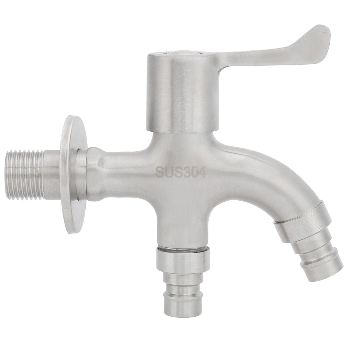 G1/2 Male Thread Water Faucet Dual Outlet Stainless Steel Water Tap for Gardens Washing Machines