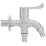 G1/2 Male Thread Water Faucet Dual Outlet Stainless Steel Water Tap for Gardens Washing Machines - 45-Degree Angle