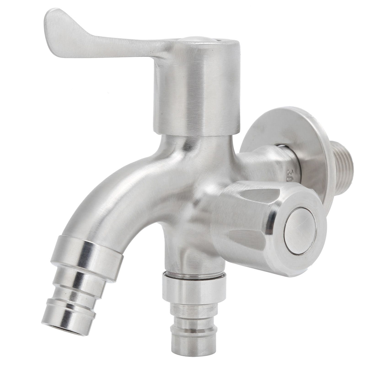 G1/2 Male Thread Water Faucet Dual Outlet Stainless Steel Water Tap for Gardens Washing Machines