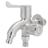 G1/2 Male Thread Water Faucet Dual Outlet Stainless Steel Water Tap for Gardens Washing Machines