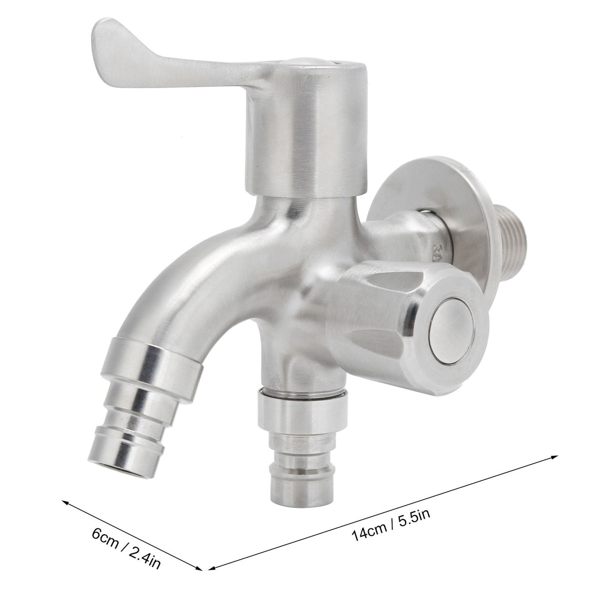 G1/2 Male Thread Water Faucet Dual Outlet Stainless Steel Water Tap for Gardens Washing Machines