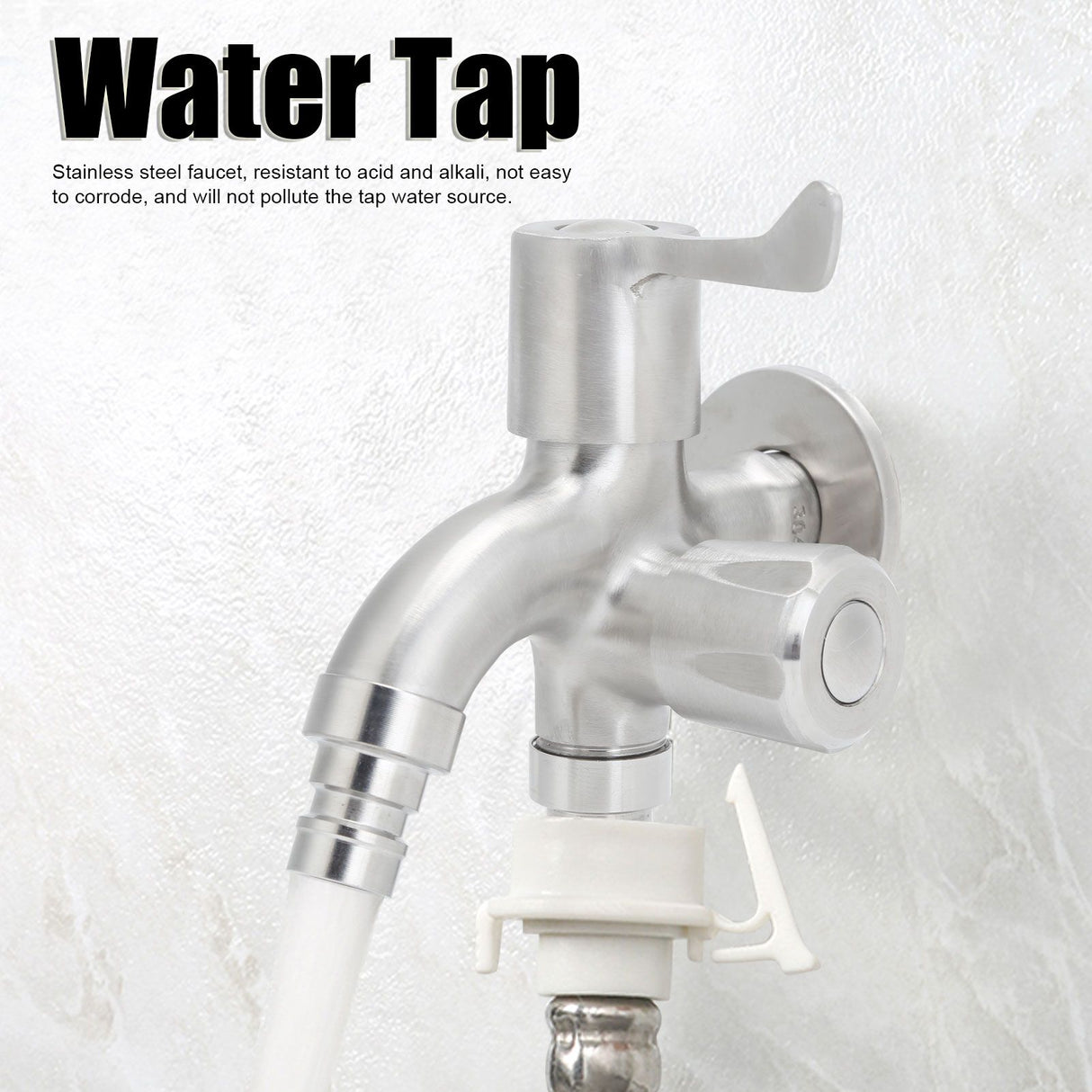 G1/2 Male Thread Water Faucet Dual Outlet Stainless Steel Water Tap for Gardens Washing Machines