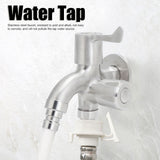 G1/2 Male Thread Water Faucet Dual Outlet Stainless Steel Water Tap for Gardens Washing Machines