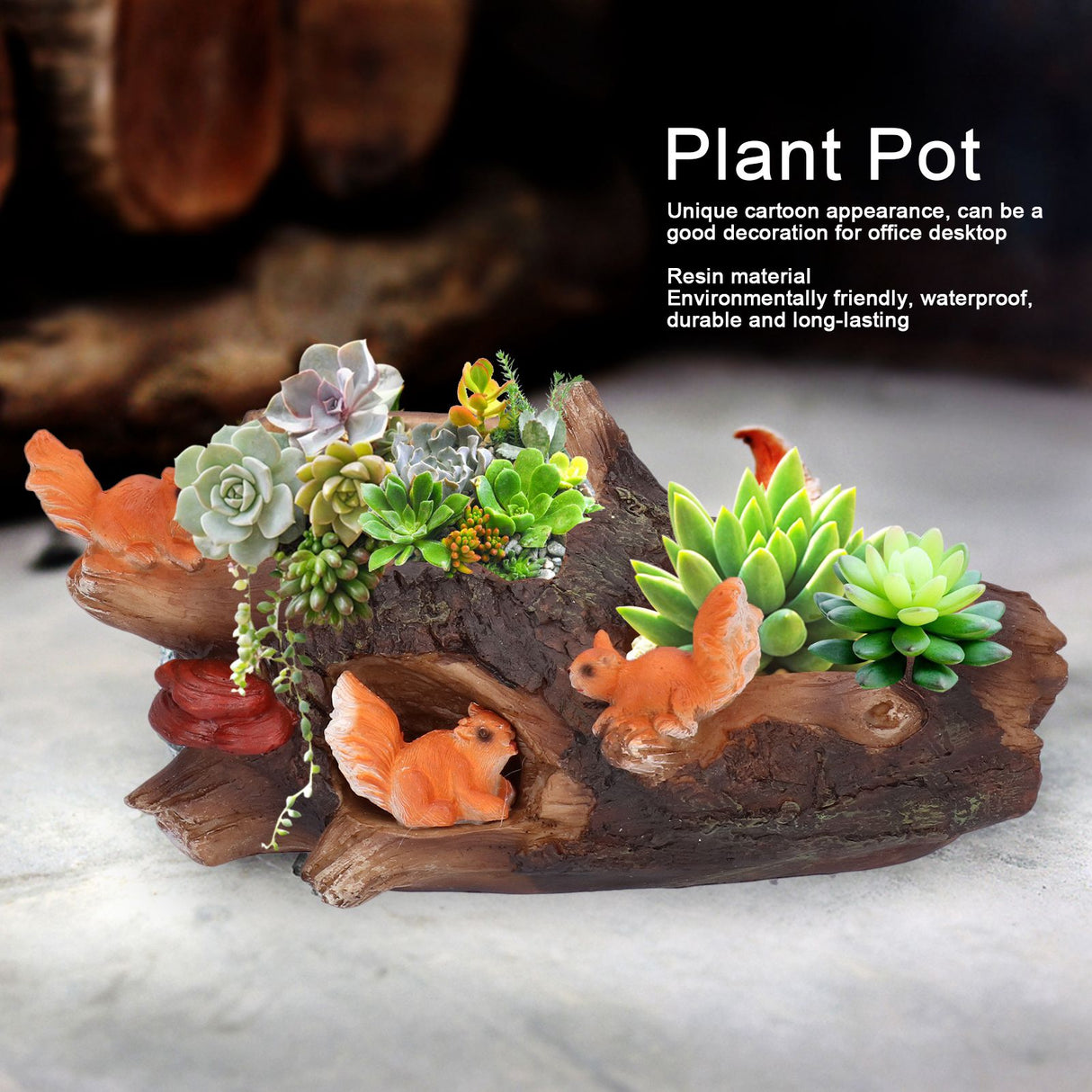 Plant Pot Innovative Waterproof Succulent Flower Bonsai Resin Planter Home DecorationSquirrels Chasing
