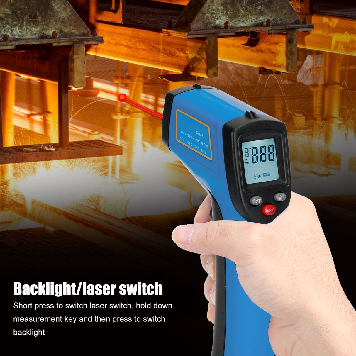 Infrared Thermometer Hand Held Electric Digital Temperature Tester Meter -50-530℃