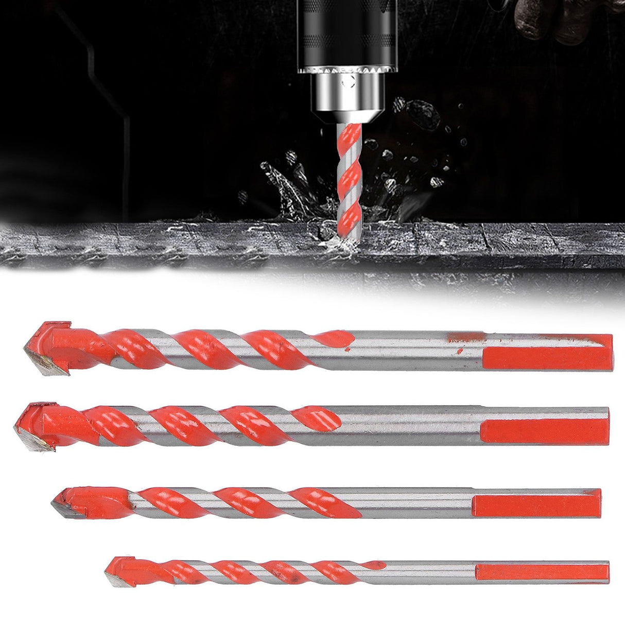 4pcs Multi‑Function Drill Bit Set 6mm/0.24in 8mm/0.31in 10mm/0.39in 12mm/0.47in Hole Opener Tool