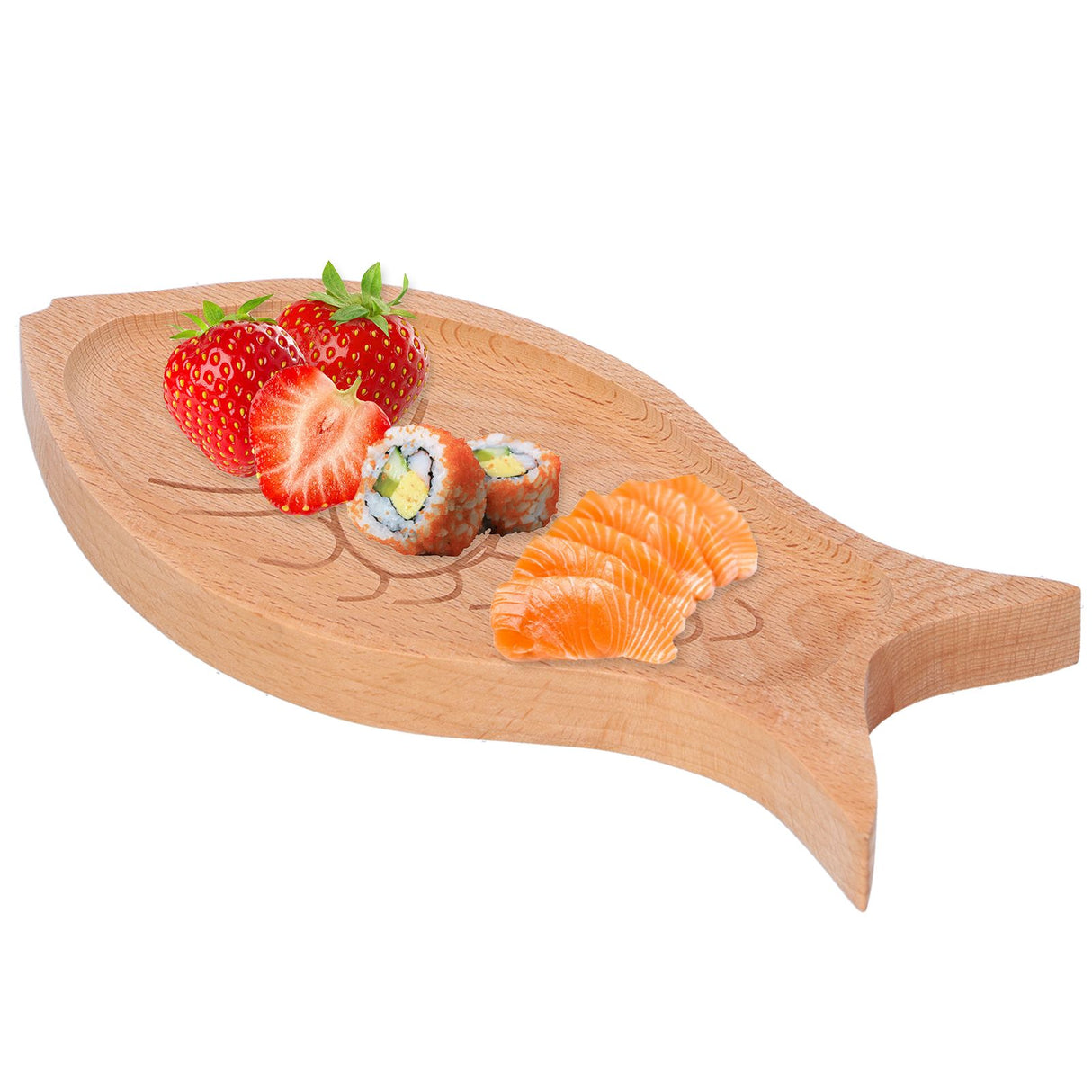 Wooden Plate FishShaped MultiGrain Creative Fruit Dessert Tray Table Box Candy Dish