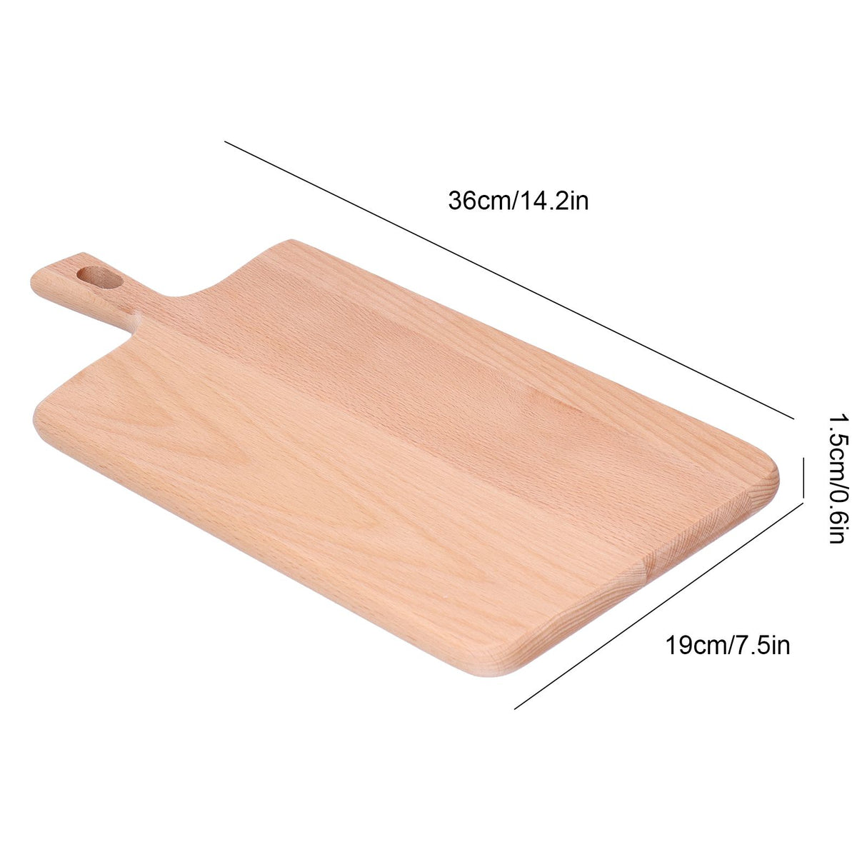 Wood Cutting Board Kitchen Vegetable Bread Fruit Pizza Chopping Plate Accessory Cutlery 36x19x1.5cm