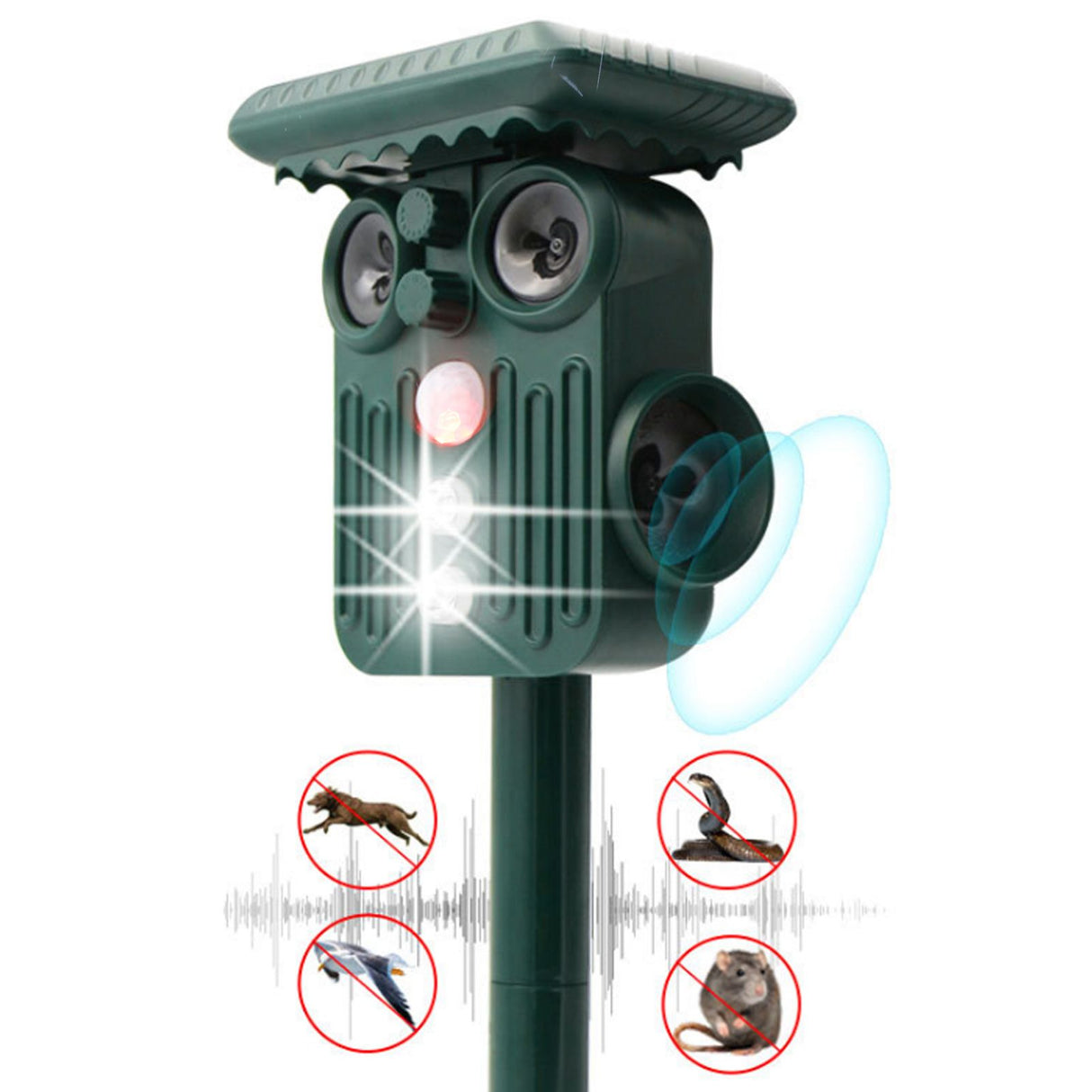 Ultrasonic Animal Repellent Solar Powered Mouse Snake Repeller for Outdoor Farm 3.7V/250MA