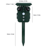 Ultrasonic Animal Repellent Solar Powered Mouse Snake Repeller for Outdoor Farm 3.7V/250MA