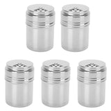 5PCS Seasoning Bottle Stainless Steel Spice Shaker with Rotating Cover Kitchen Gadget BBQ Tool
