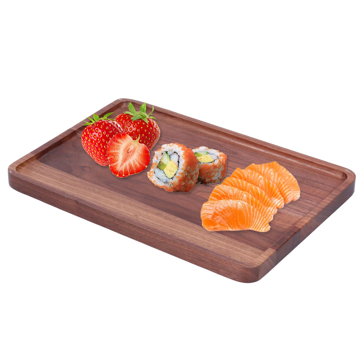 Walnut Service Plate Square Decoration Fruit Food Dessert Plate Tray Wooden BBQ Plate34x23x2