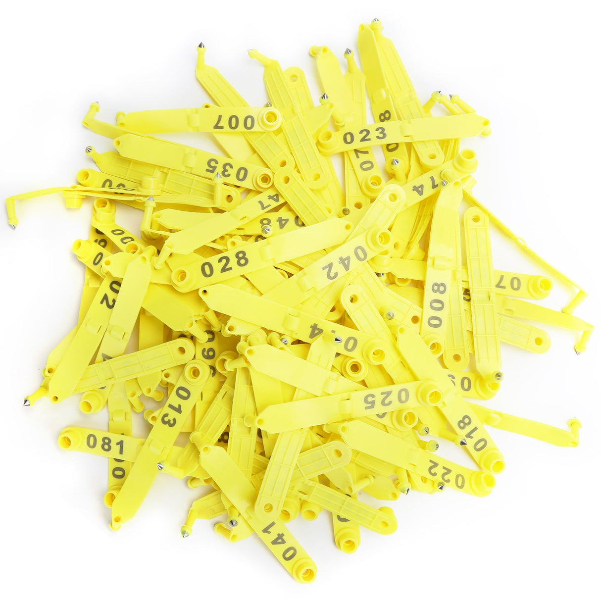 100Pcs Sheep Ear Tag Double Folded Yellow Integrated Number Animal Identification Card
