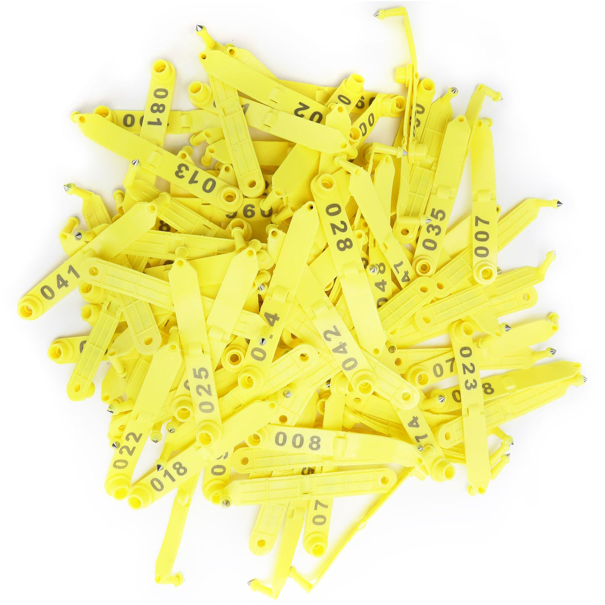 100Pcs Sheep Ear Tag Double Folded Yellow Integrated Number Animal Identification Card