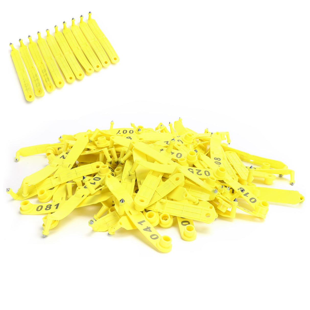 100Pcs Sheep Ear Tag Double Folded Yellow Integrated Number Animal Identification Card