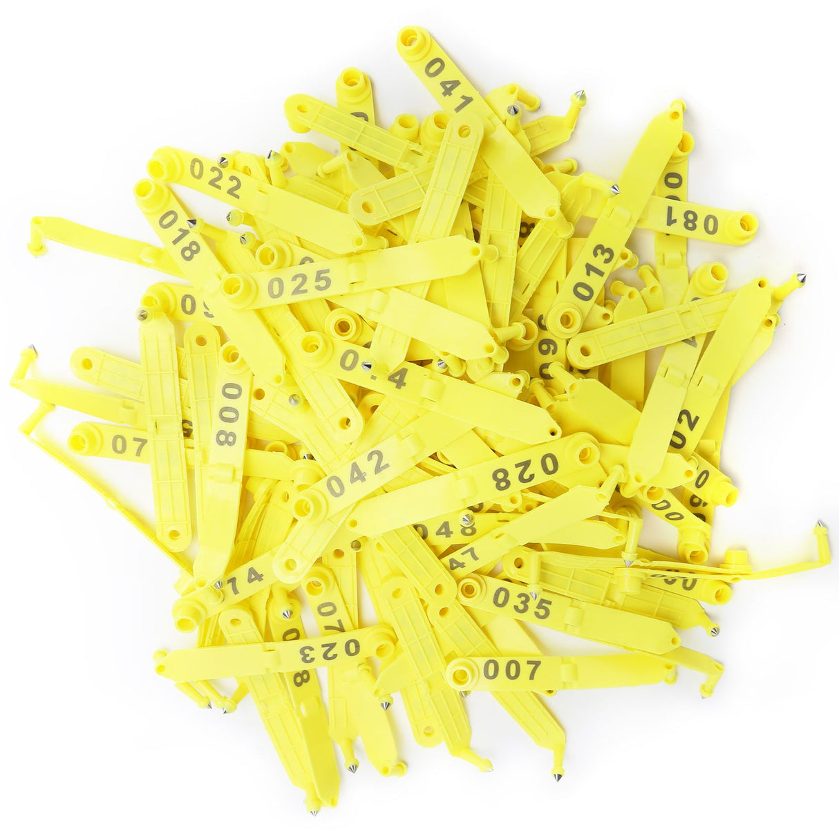 100Pcs Sheep Ear Tag Double Folded Yellow Integrated Number Animal Identification Card