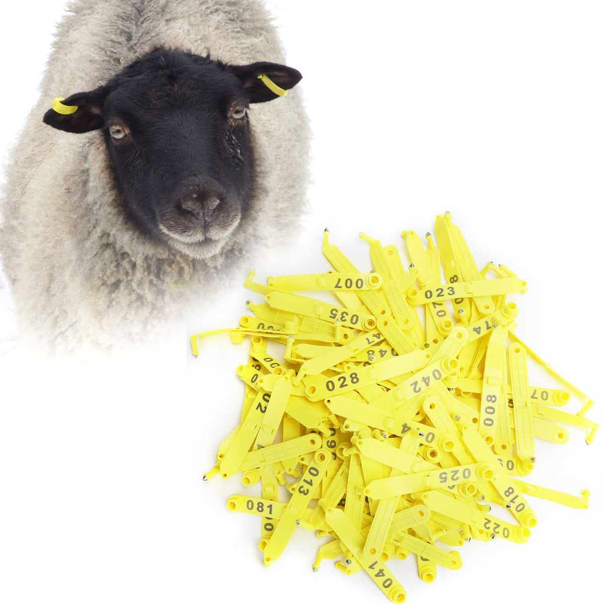 100Pcs Sheep Ear Tag Double Folded Yellow Integrated Number Animal Identification Card