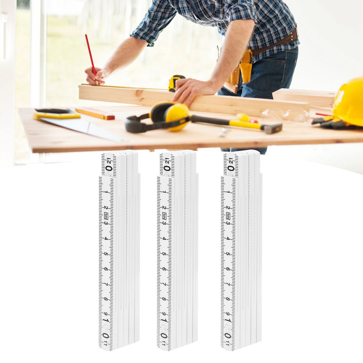 3Pcs Folding Ruler DIY Multi Angle Ruler Linear Measurement for Carpentry Tile Laying