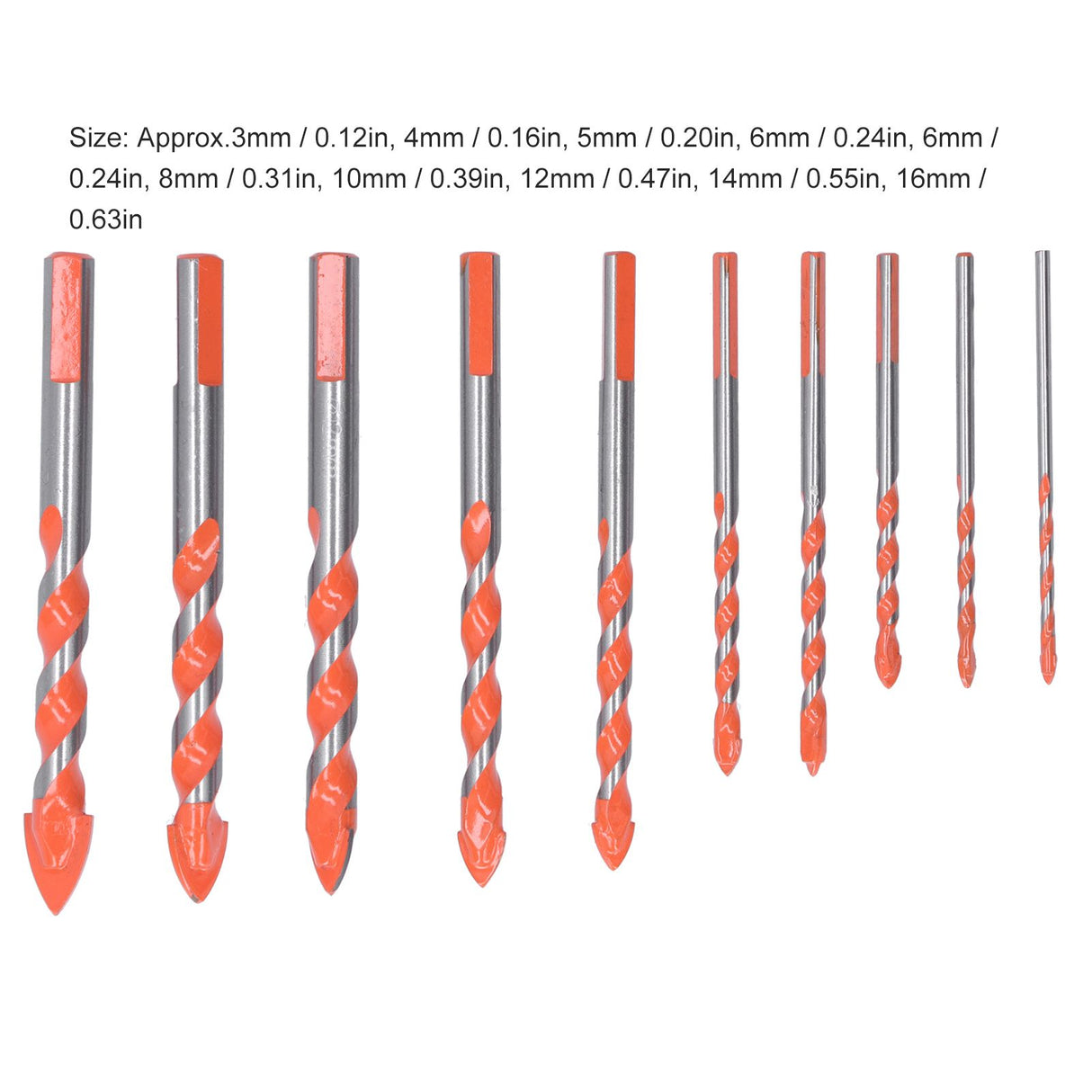 10PCS Multifunctional Drill Bits Set 3/4/5/6/6/8/10/12/14/16mm Triangular Drilling Bit for Wood