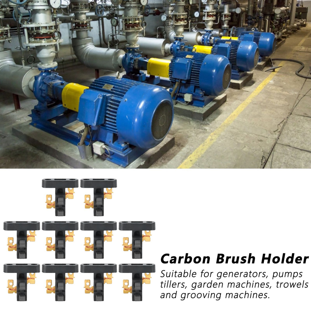 10PCS Carbon Brush Assembly Carbon Brush Holder Fit for 188F/190F/5-8KW Gasoline Generator