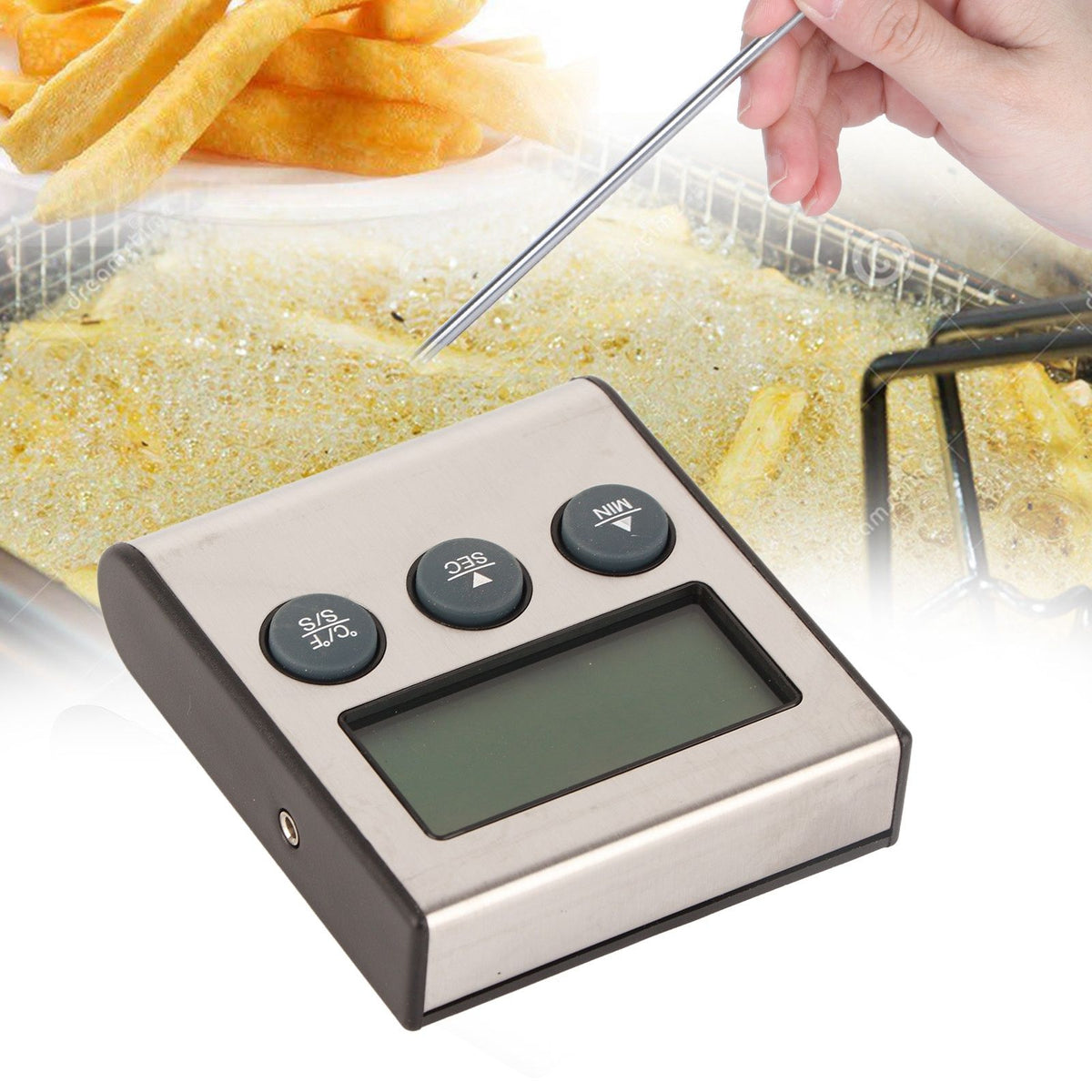 Digital Cooking Thermometer Timer LCD Display ℃/℉ W/Probe for Barbecue Meat BBQ Food