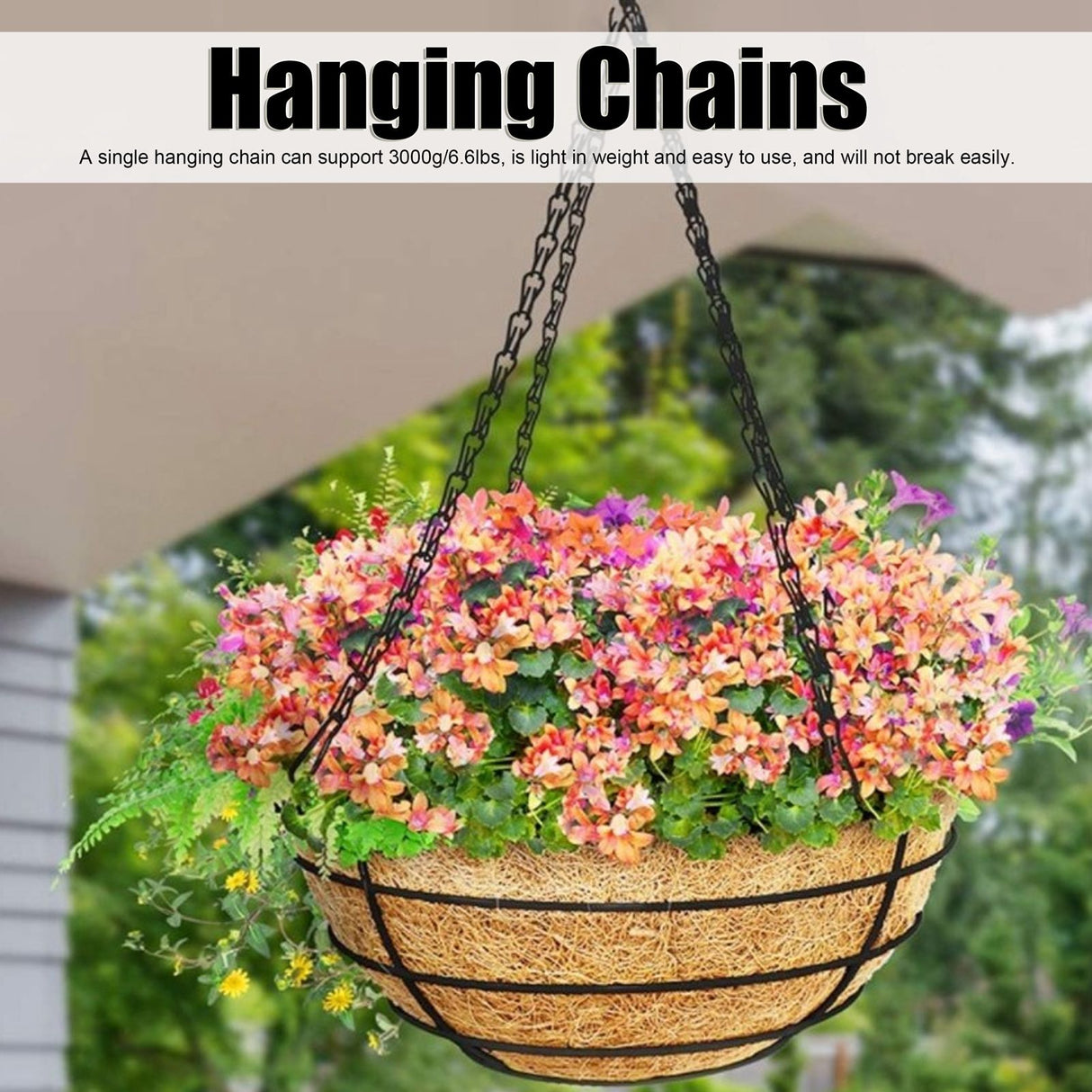 12pcs Plant Hanging Chains with Dual Hooks 58.5cm/23in with Bearing 3000g/6.6lbs for Garden Flower Suspension